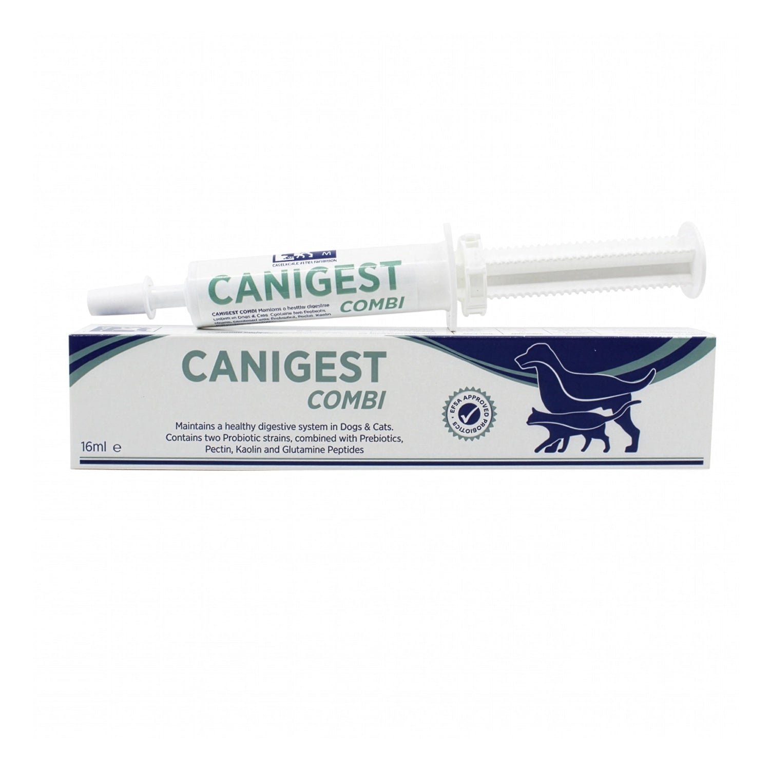 CANIGEST COMBI 16 ml Pasta Probiótica en jeringa oral para perros y gatos, suplemento digestivo con prebióticos y probióticos.
