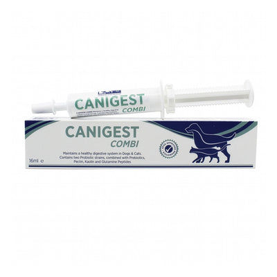 CANIGEST COMBI 16 ml Pasta Probiótica en jeringa oral para perros y gatos, suplemento digestivo con prebióticos y probióticos.