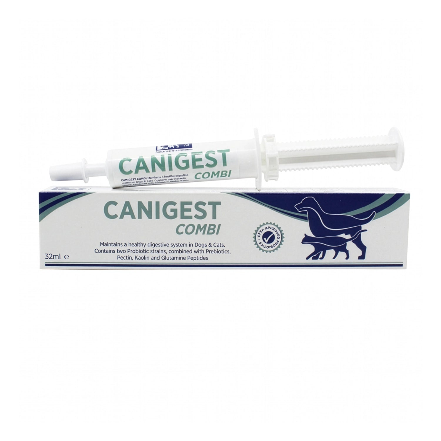 CANIGEST COMBI 32 ml Pasta Probiótica en jeringa oral para perros y gatos, suplemento digestivo con prebióticos y probióticos.