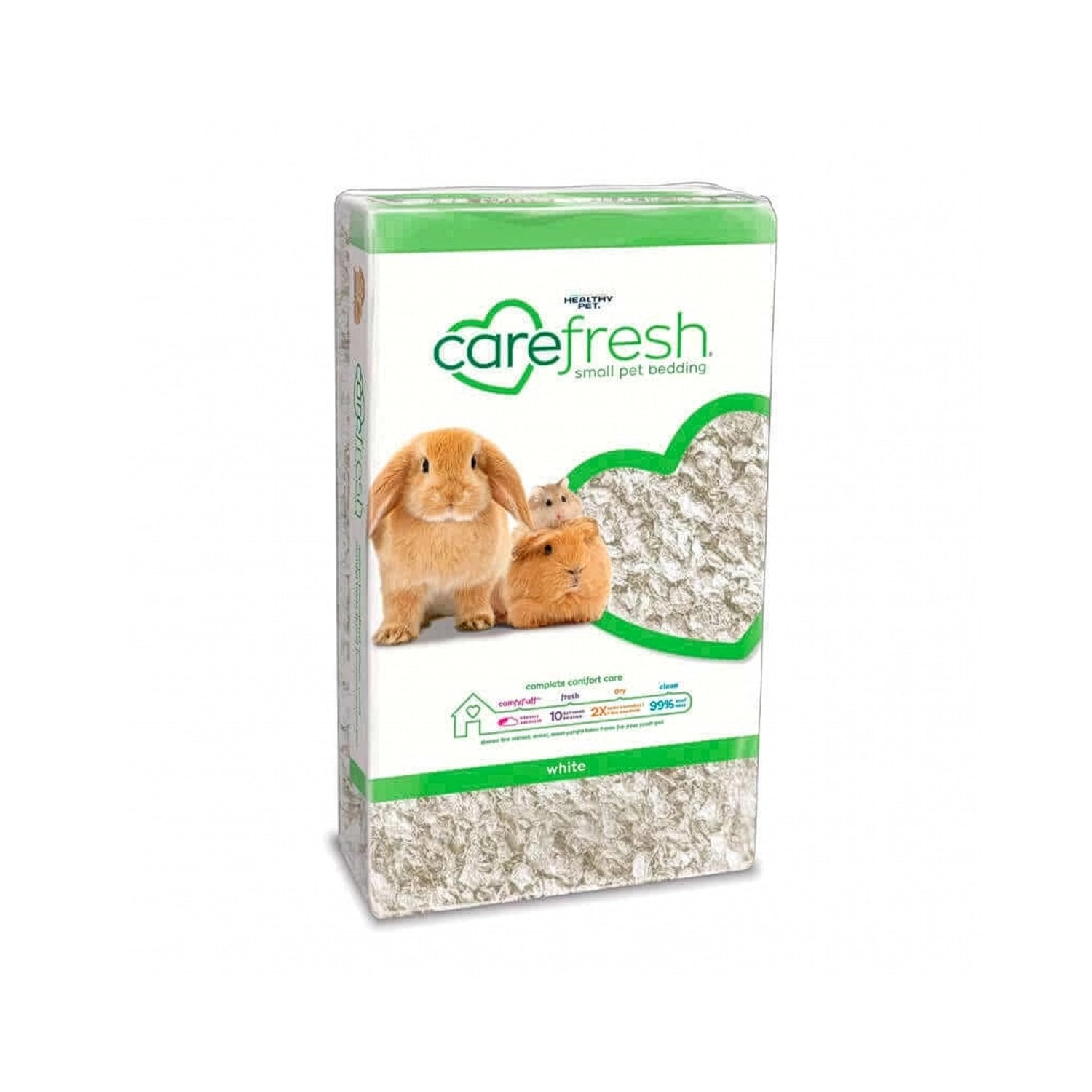 Sustrato para Cama "carefresh" Blanco Carefresh, cama blanca en envase con conejo, cobaya y hámster para pequeños roedores.