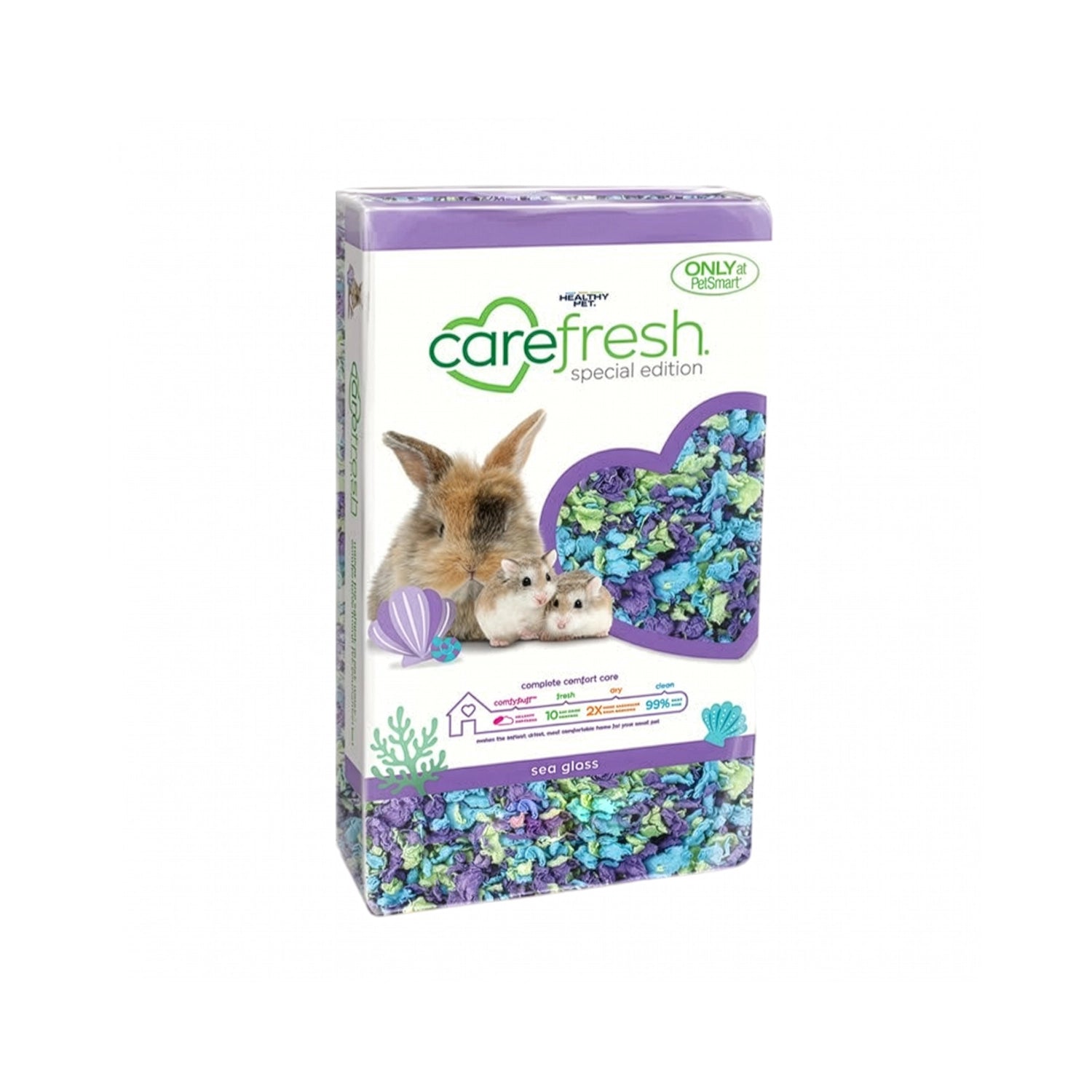 Sustrato para Cama "carefresh" Seaglass Carefresh multicolor, en envase con conejo y hámsters para pequeños roedores