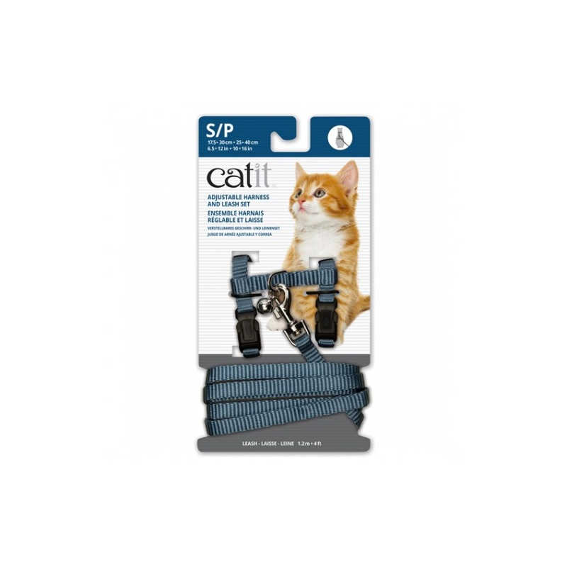 Arnés Ajustable con Correa Catit para Gatos - Negro / Small