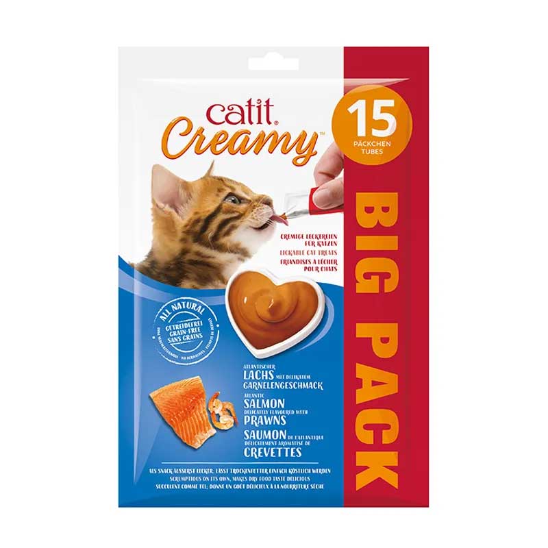 Snack Creamy Catit Salmón y Camarones Big Pack