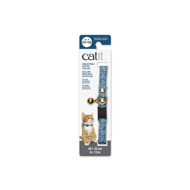 Collar Ajustable con Detalles Dorados Catit - Blanco con Lunares