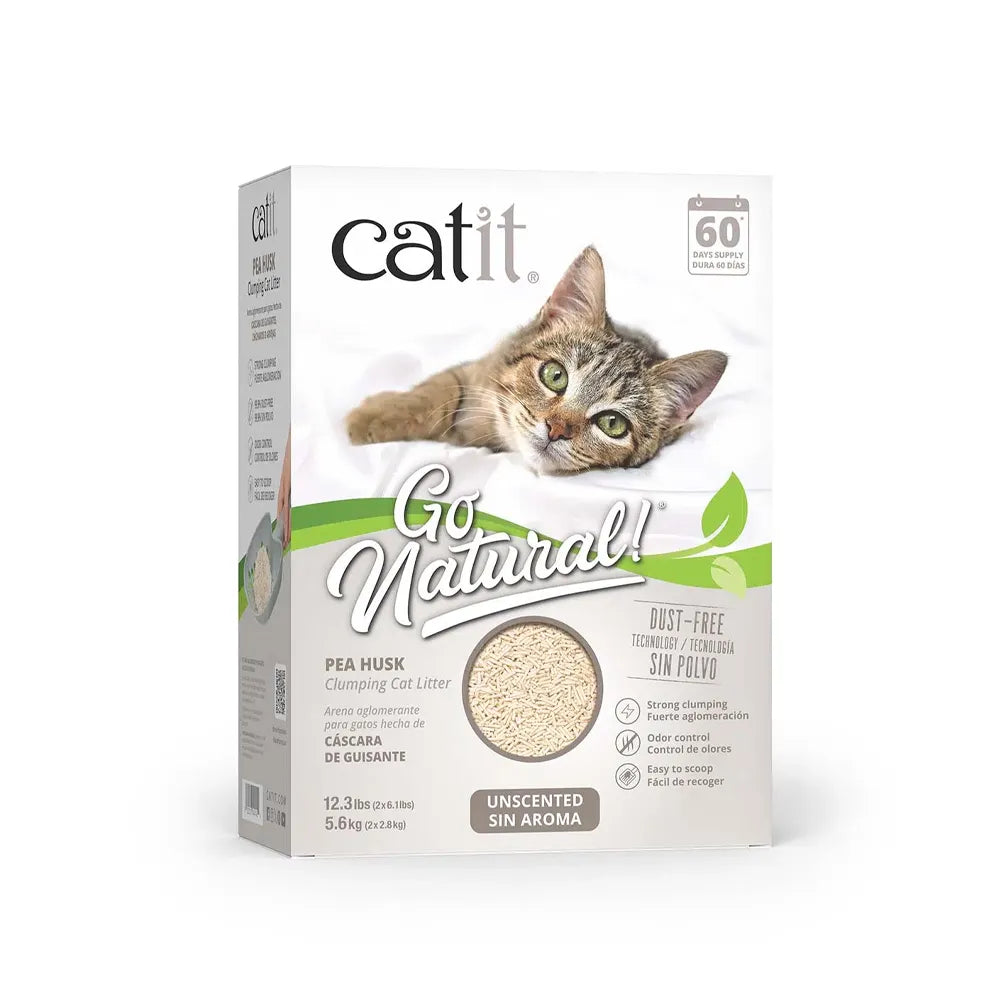 Catit Arena Sanitaria Natural Sin Aroma caja de arena para gatos con foto de gato, pellets naturales y tecnología sin polvo