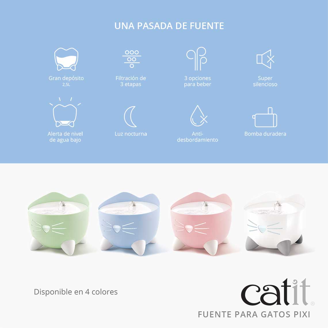 Catit Pixi Fuente Bebedera - Azul