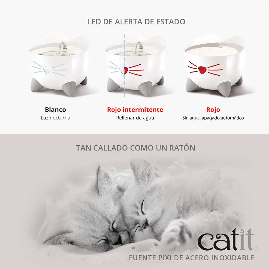 Catit Pixi Fuente Bebedera Acero Inoxidable