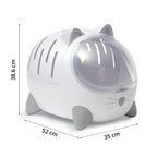 Catit Pixi Mio Transportador y Cama para Gatos estructura blanca con forma de gato, puerta transparente y ventilación lateral
