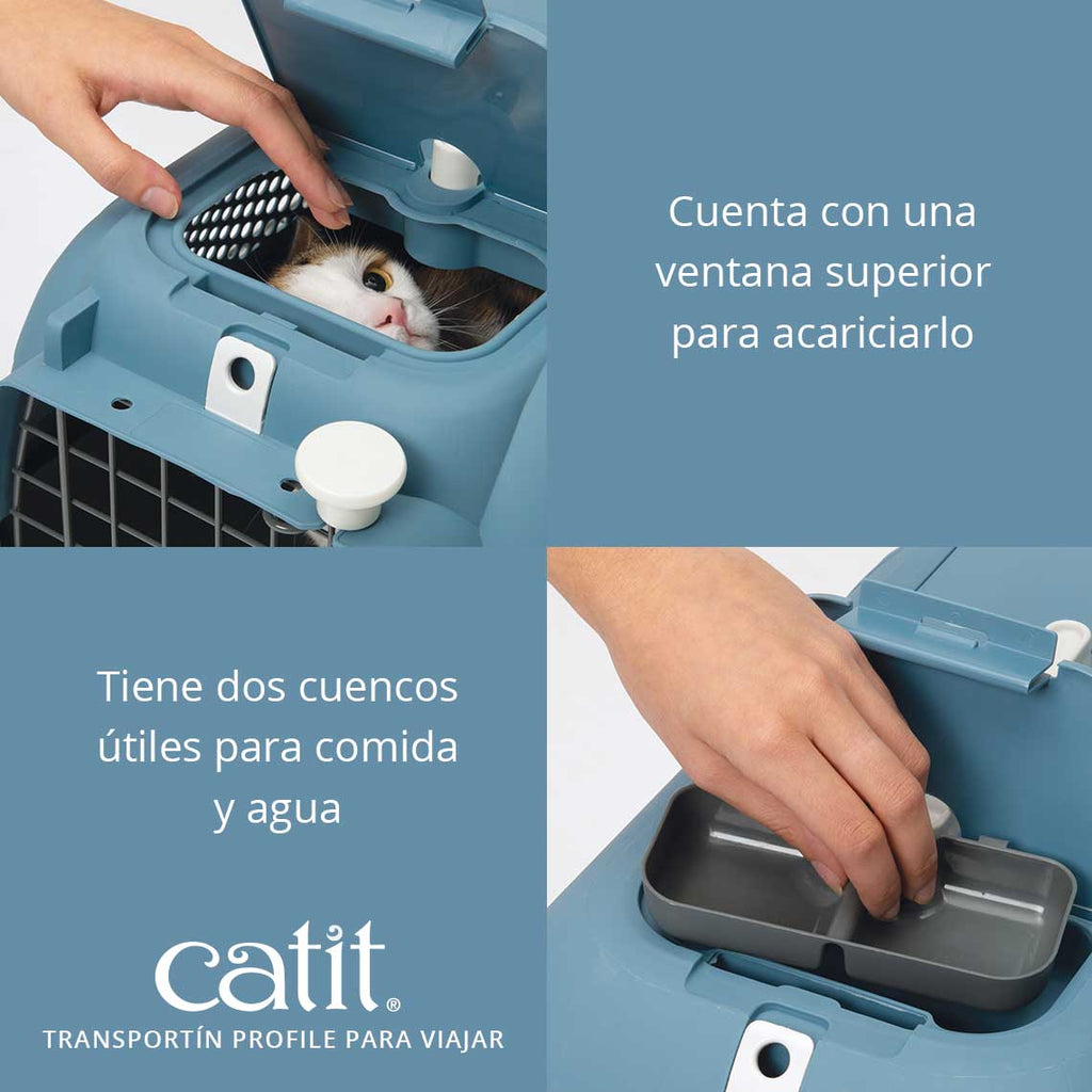 Jaula Transportadora para Gatos Catit - Azul Grisáceo / Small