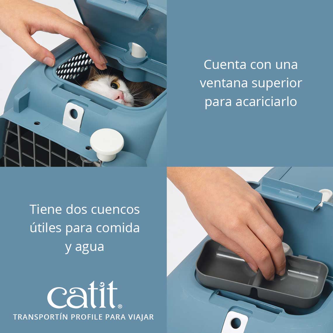 Jaula Transportadora para Gatos Catit - Azul Grisáceo / Small