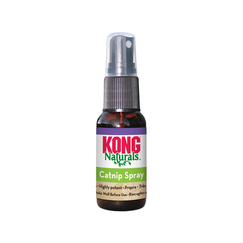 Catnip en Spray "Kong Naturals" 30 ml para gatos, frasco con pulverizador que estimula el juego y el enriquecimiento ambiental.
