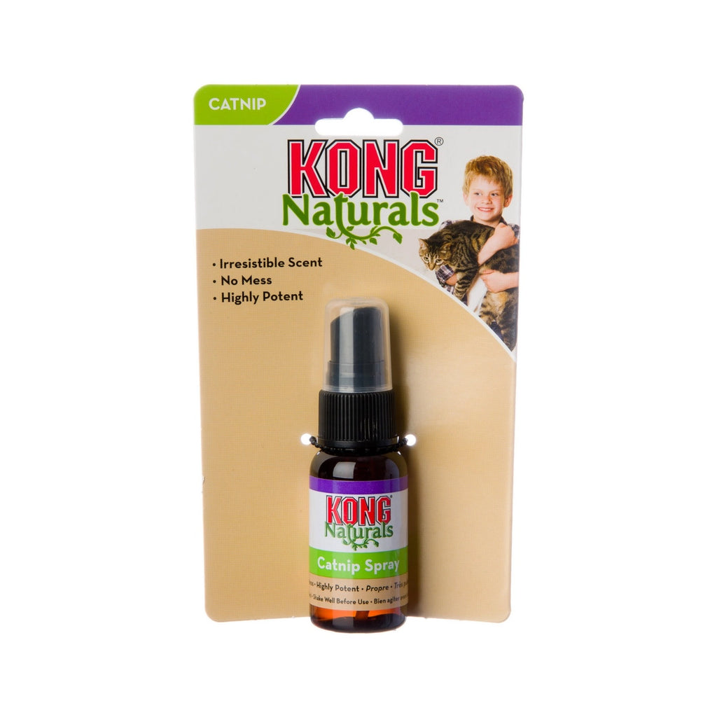 Catnip en Spray "Kong Naturals" 30 ml para gatos, frasco con pulverizador que estimula el juego y el enriquecimiento ambiental.