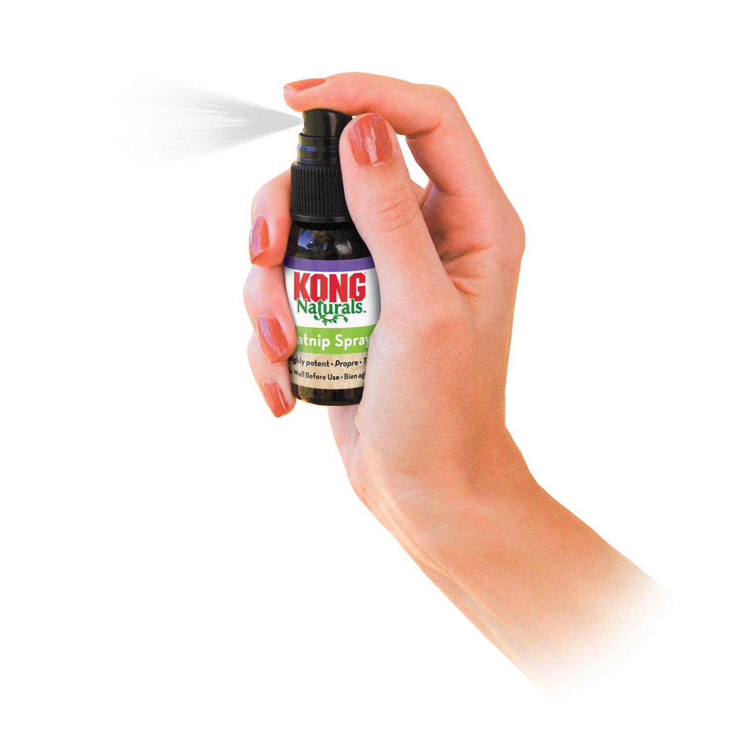 Catnip en Spray "Kong Naturals" 30 ml para gatos, frasco con pulverizador que estimula el juego y el enriquecimiento ambiental.