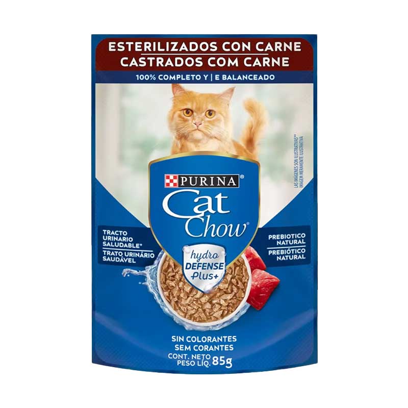 Cat Chow Pouch Carne para Gatos Esterilizados 85 g
