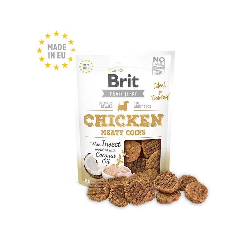 Snack Brit Meaty Coins de Pollo e Insectos para Perros - 80 g