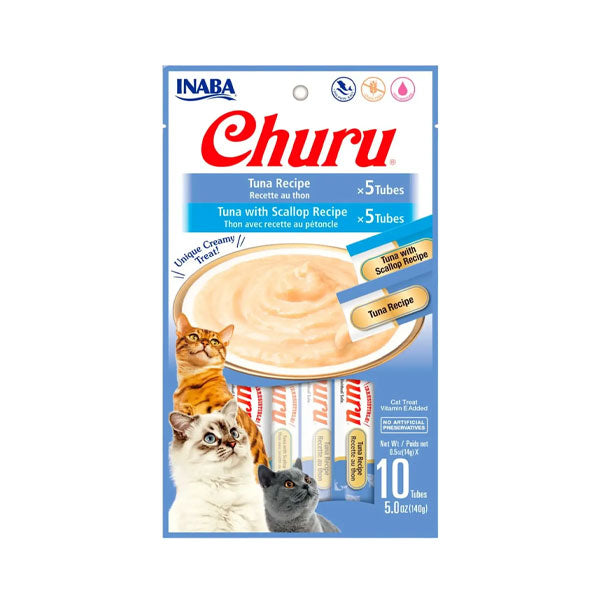 Snack Churu Atún + Atún y Ostión para Gatos 10 Tubos