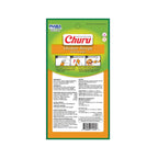 Snack Churu Pollo para Perros en pack de 4 tubos, premio cremoso de pollo con textura suave e imágenes de distintas razas.