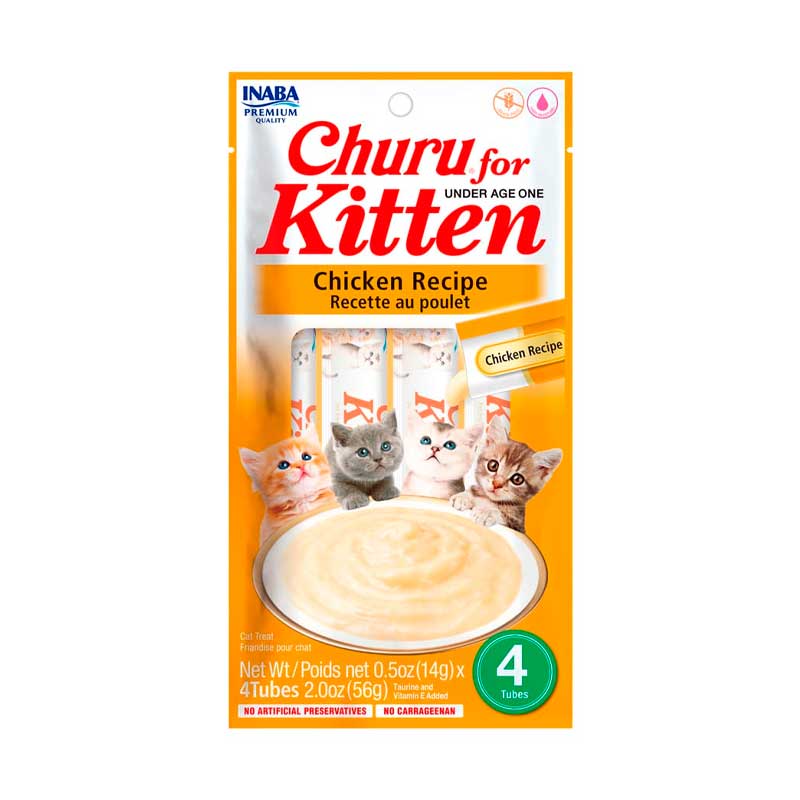 Churu Kitten Snack Pollo para Gatitos 4 tubos (14 gr c/u)