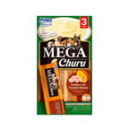 Snack Mega Churu Pollo y Calabaza para Perros en envase de 3 tubos, premio cremoso con receta de pollo y calabaza.