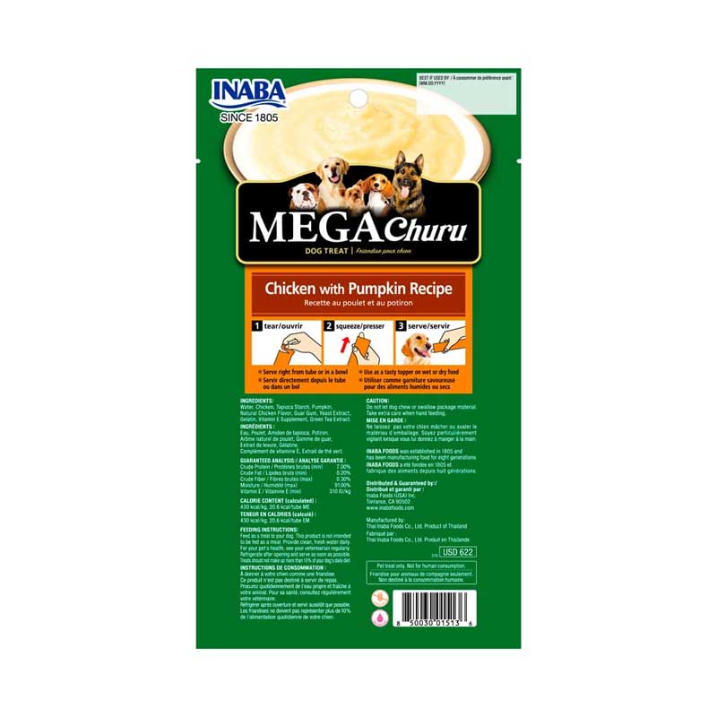 Snack Mega Churu Pollo y Calabaza para Perros 144 g