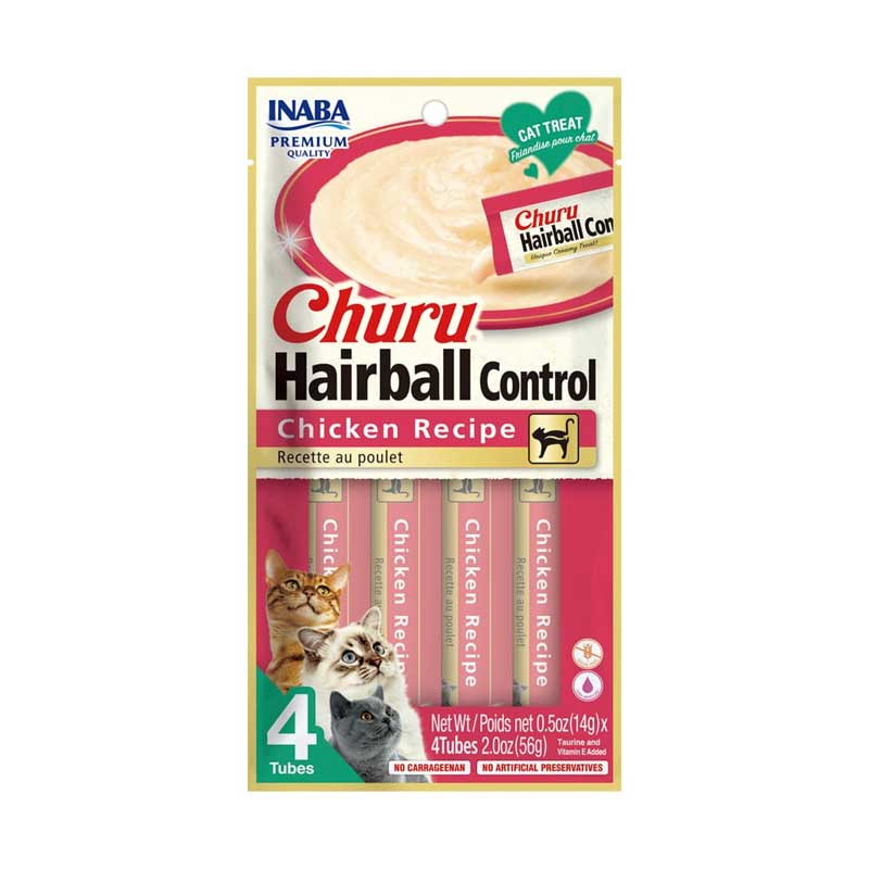Churu Hairball Control Pollo para Gatos 4 tubos (14 gr c/u)
