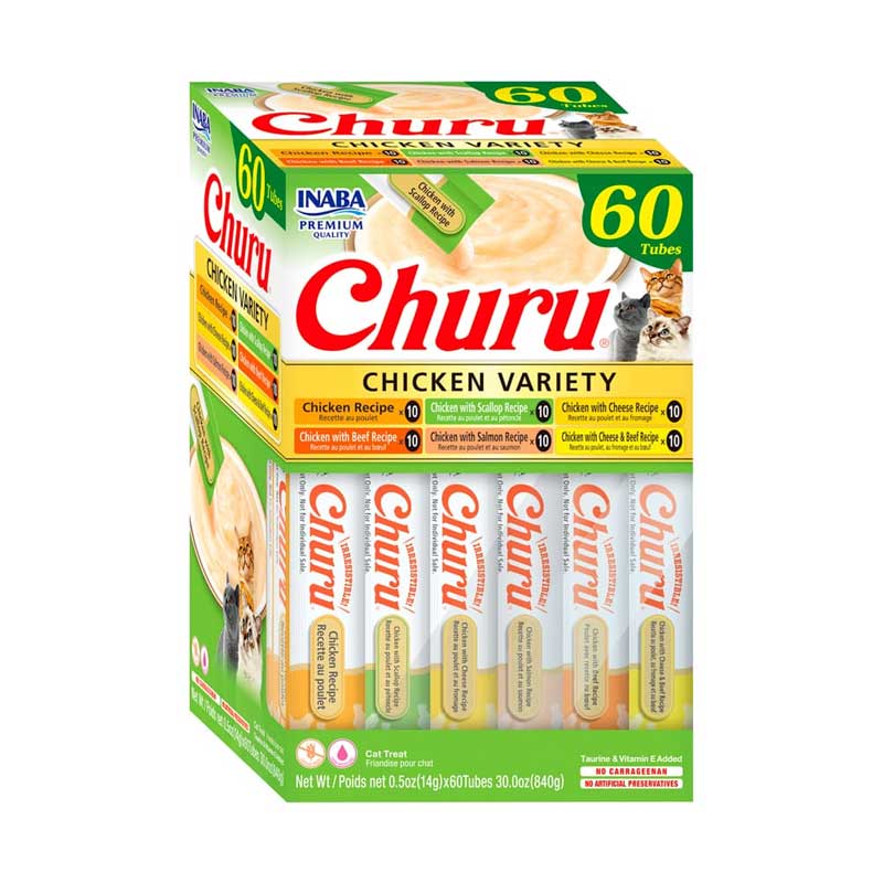 Snack Churu Variedades de Pollo para Gatos 60 Tubos