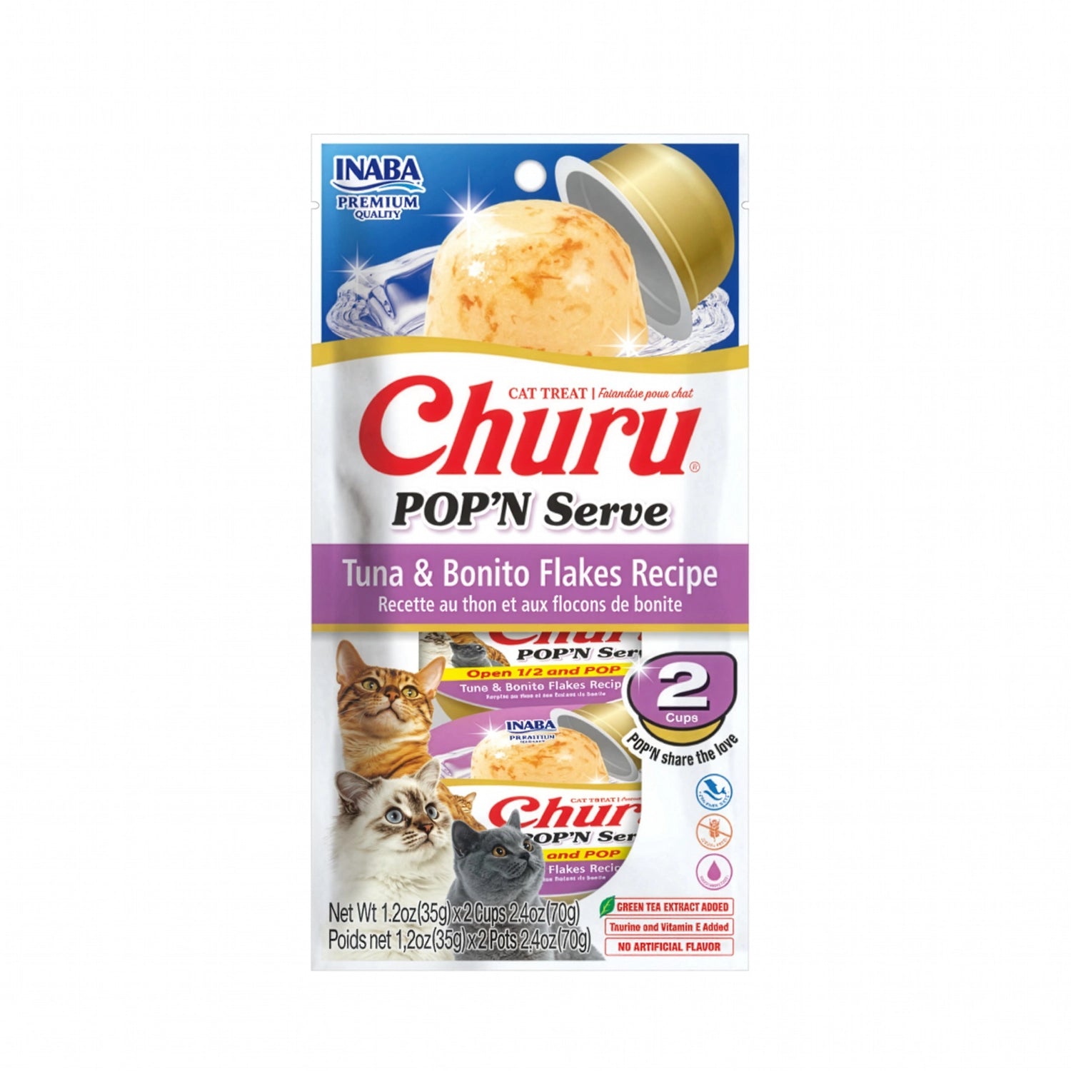Churu Pop'n Serve Atún y Hojuelas de Bonito x 2 Unidades