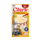 Snack Churu Senior 10+ Pollo para Gatos en envase con 4 tubos de premio cremoso, formulado para gatos mayores de 10 años.