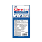 Churu Snack Atún y Carne para Gatos en envase de 4 tubos, premio cremoso con mezcla de atún y carne, ilustrado con gatos.