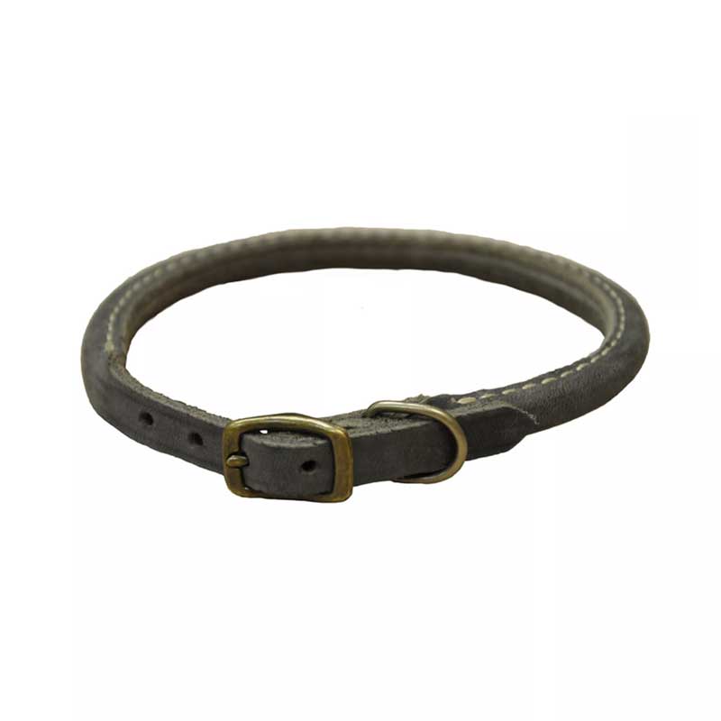 Collar de Cuero Gris Circular Circle-T