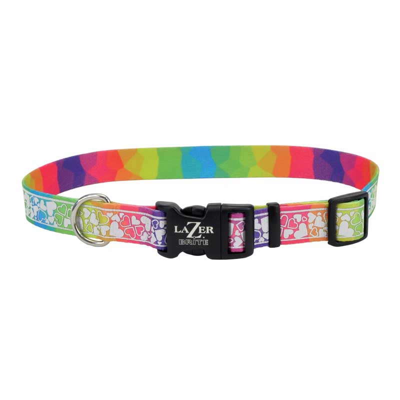 Coastal Lazer Brite Collar Rainbow Hearts para Perros