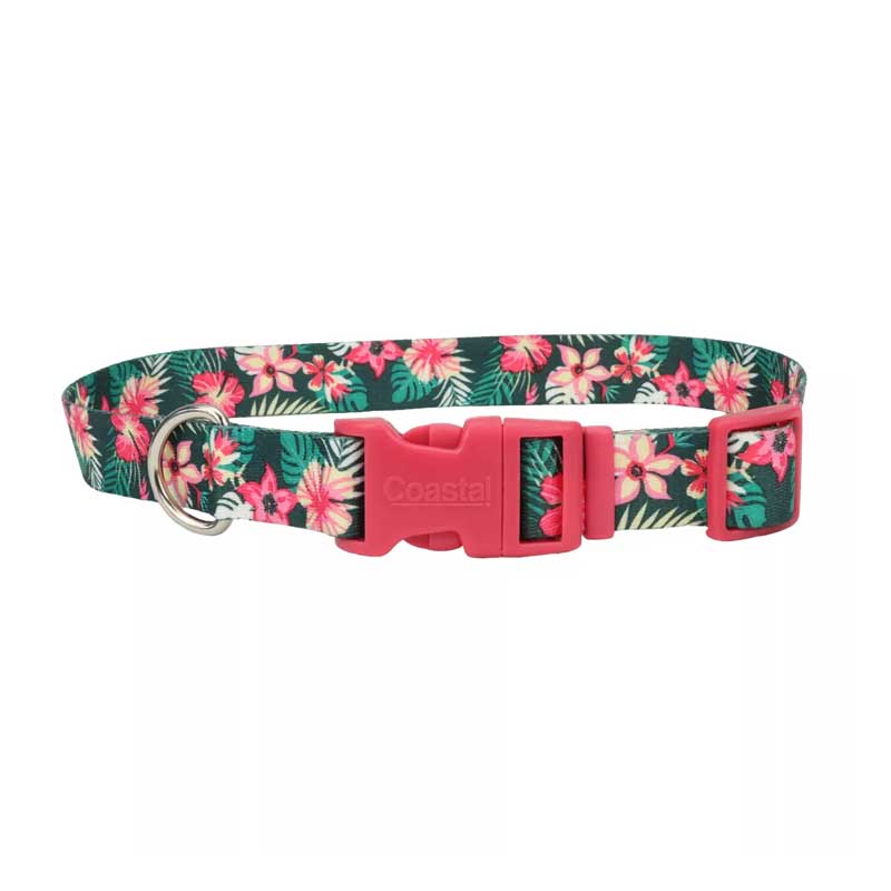 Coastal Style Collar Tropical Flowers para Perros - L