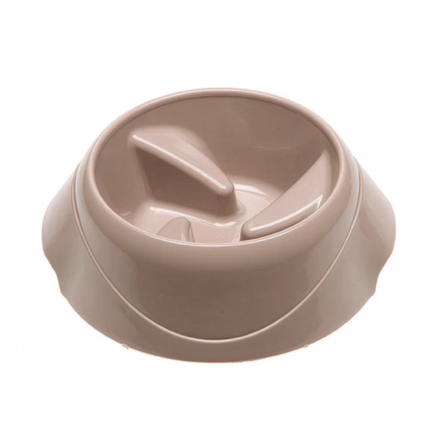 Comedero Lento Ferplast de color beige con diseño de obstáculos internos para ralentizar la alimentación de perros y gatos.