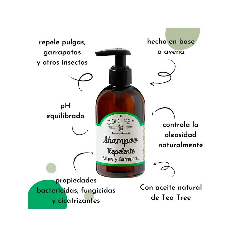 Shampoo Repelente Pulgas y Garrapatas Cool Pet 250 ml