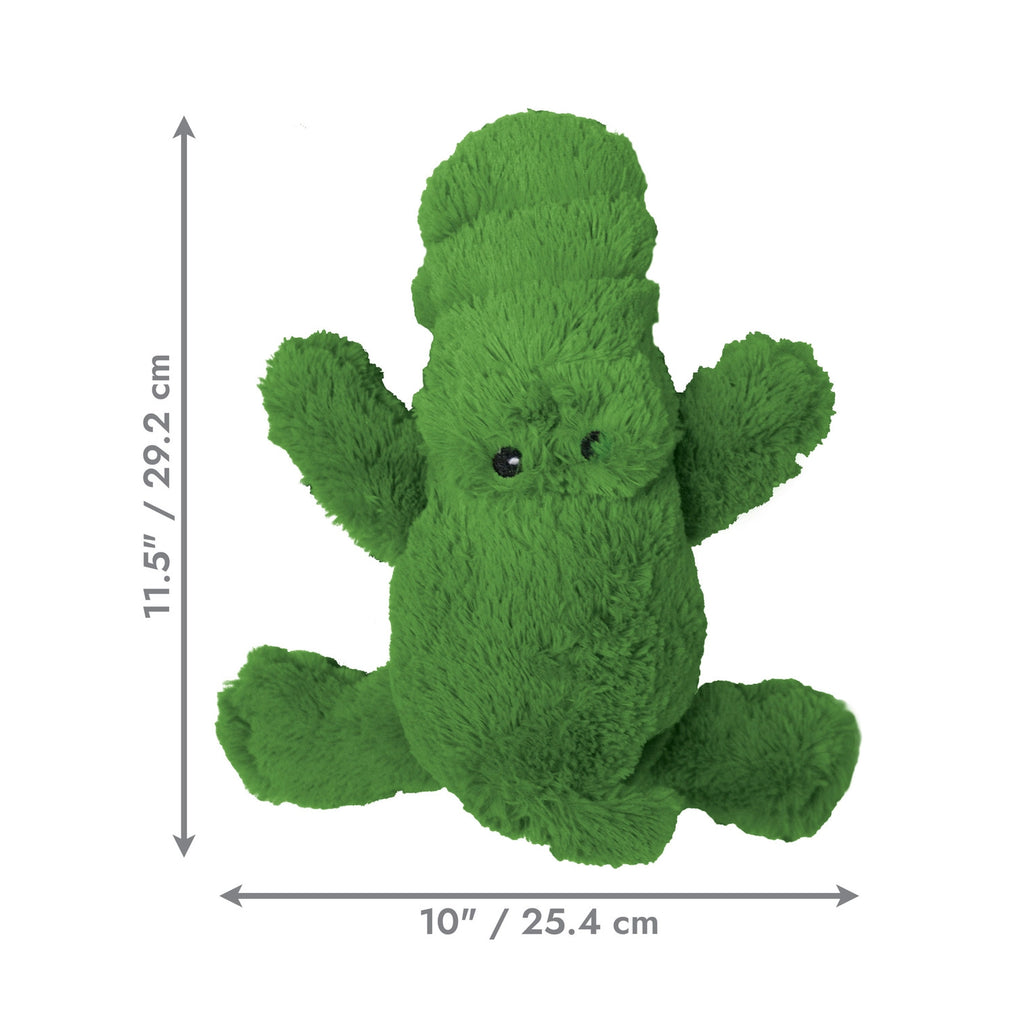 Peluche Cozie Alligator Kong en forma de cocodrilo verde, con patas, cola y felpa suave ideal para juego y compañía.