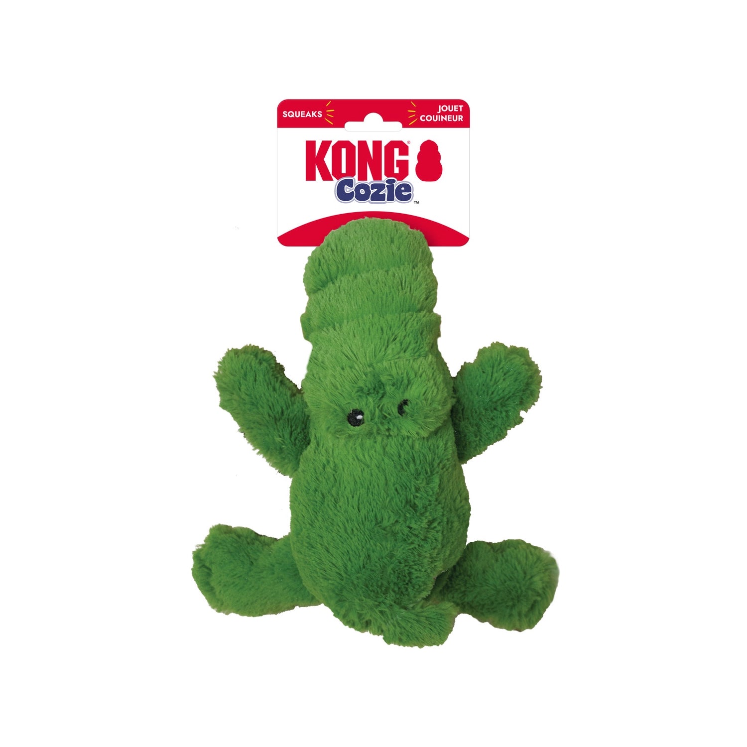 Peluche Cozie Alligator Kong en forma de cocodrilo verde, con patas, cola y felpa suave ideal para juego y compañía.