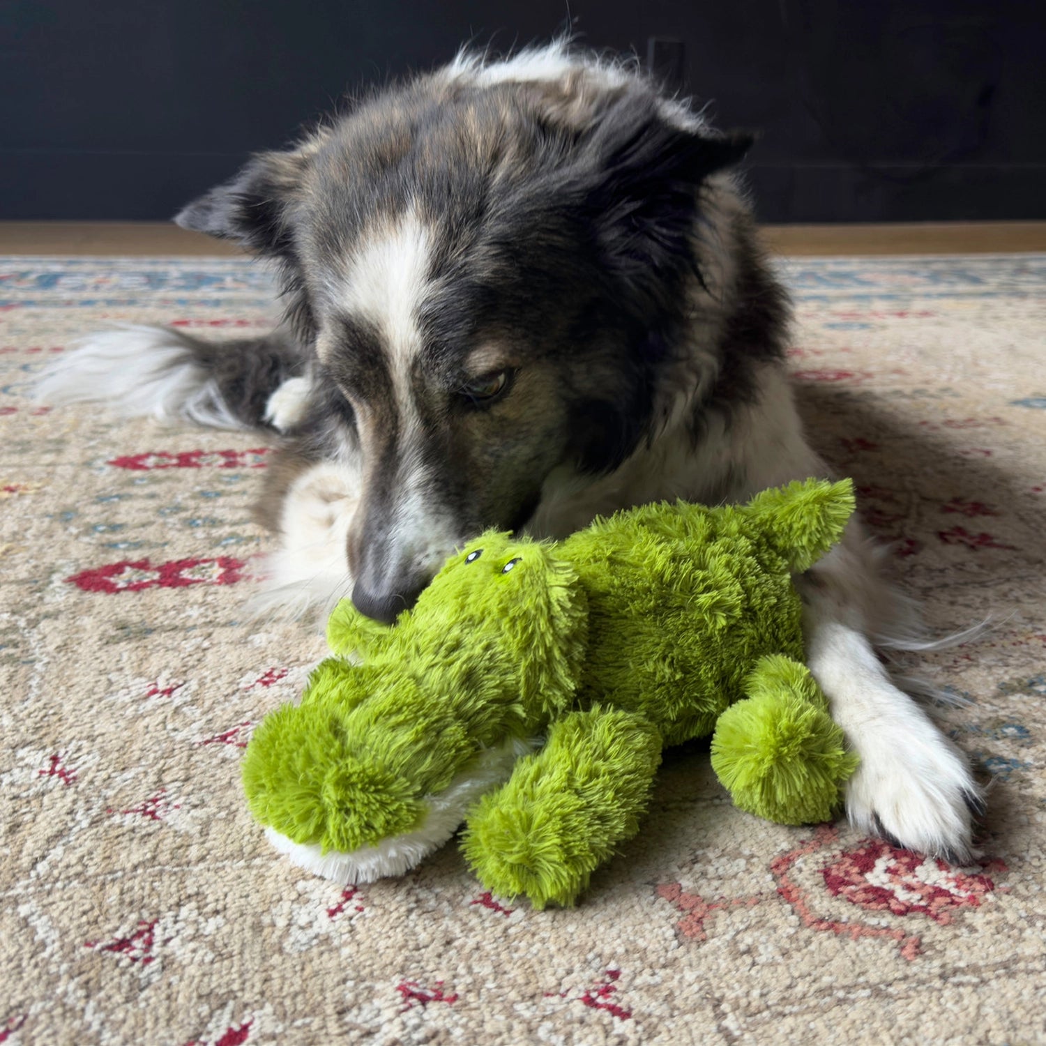 Peluche Cozie Alligator Kong en forma de cocodrilo verde, con patas, cola y felpa suave ideal para juego y compañía.