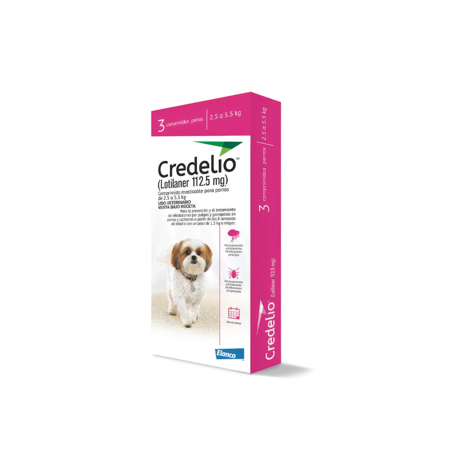 Credelio Antiparasitario Externo para Perros, comprimidos masticables con lotilaner para perros de 2,5 a 5,5 kg de peso.