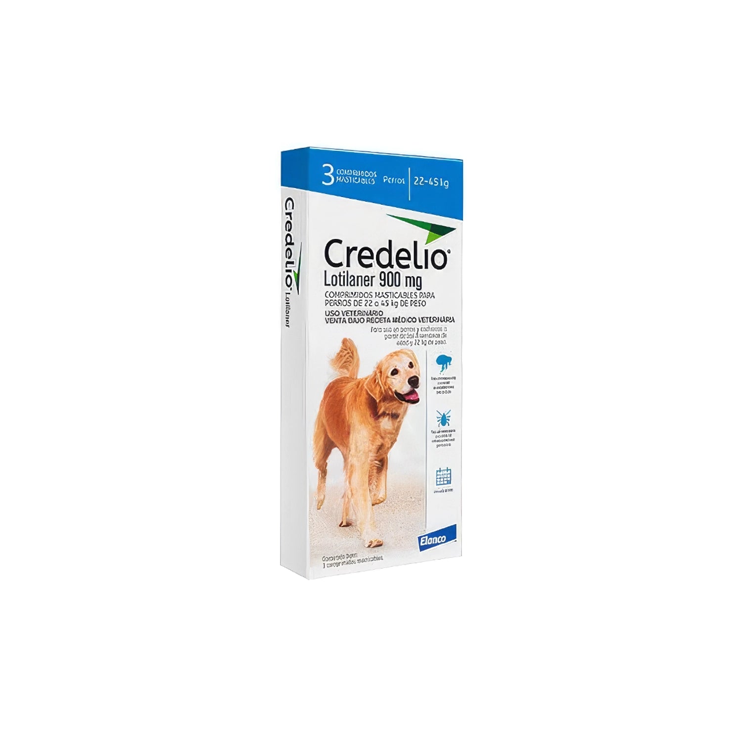 Credelio Antiparasitario Externo para Perros, comprimidos masticables con lotilaner para perros de 22 a 45 kg de peso.