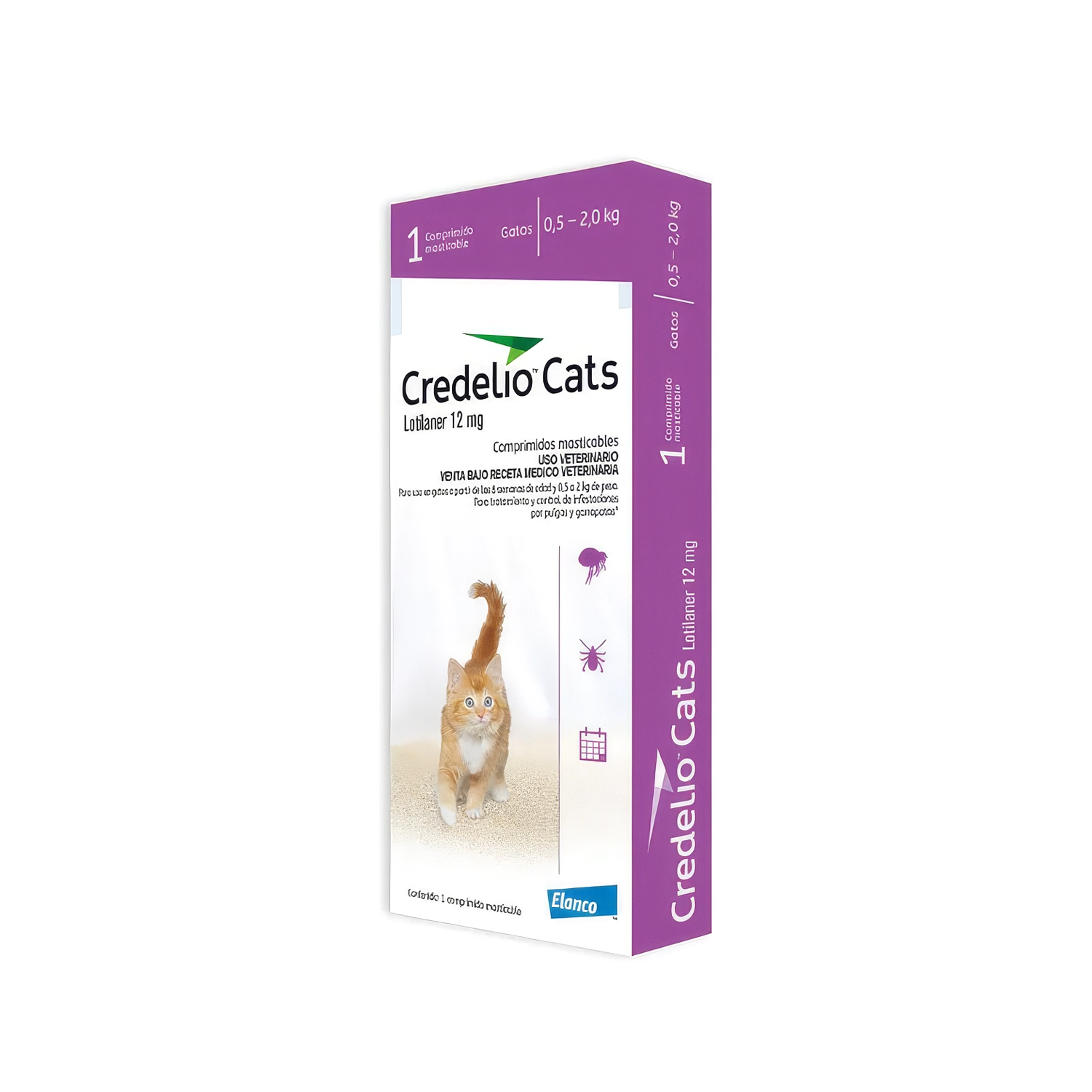 Credelio Antiparasitario Externo para Gatos, comprimido masticable con lotilaner para gatos de 0,5 a 2 kg de peso.