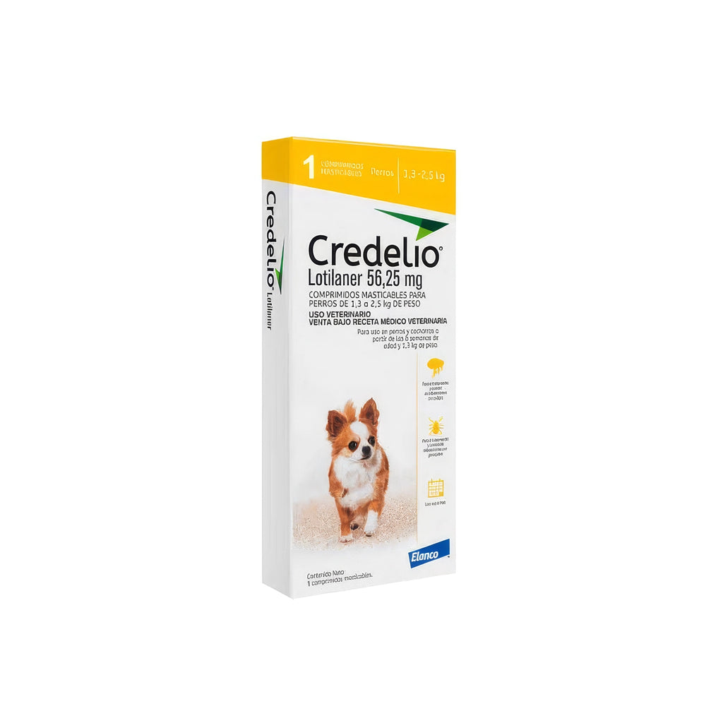 Credelio Antiparasitario Externo para Perros, comprimido masticable con lotilaner para perros de 1,3 a 2,5 kg de peso.