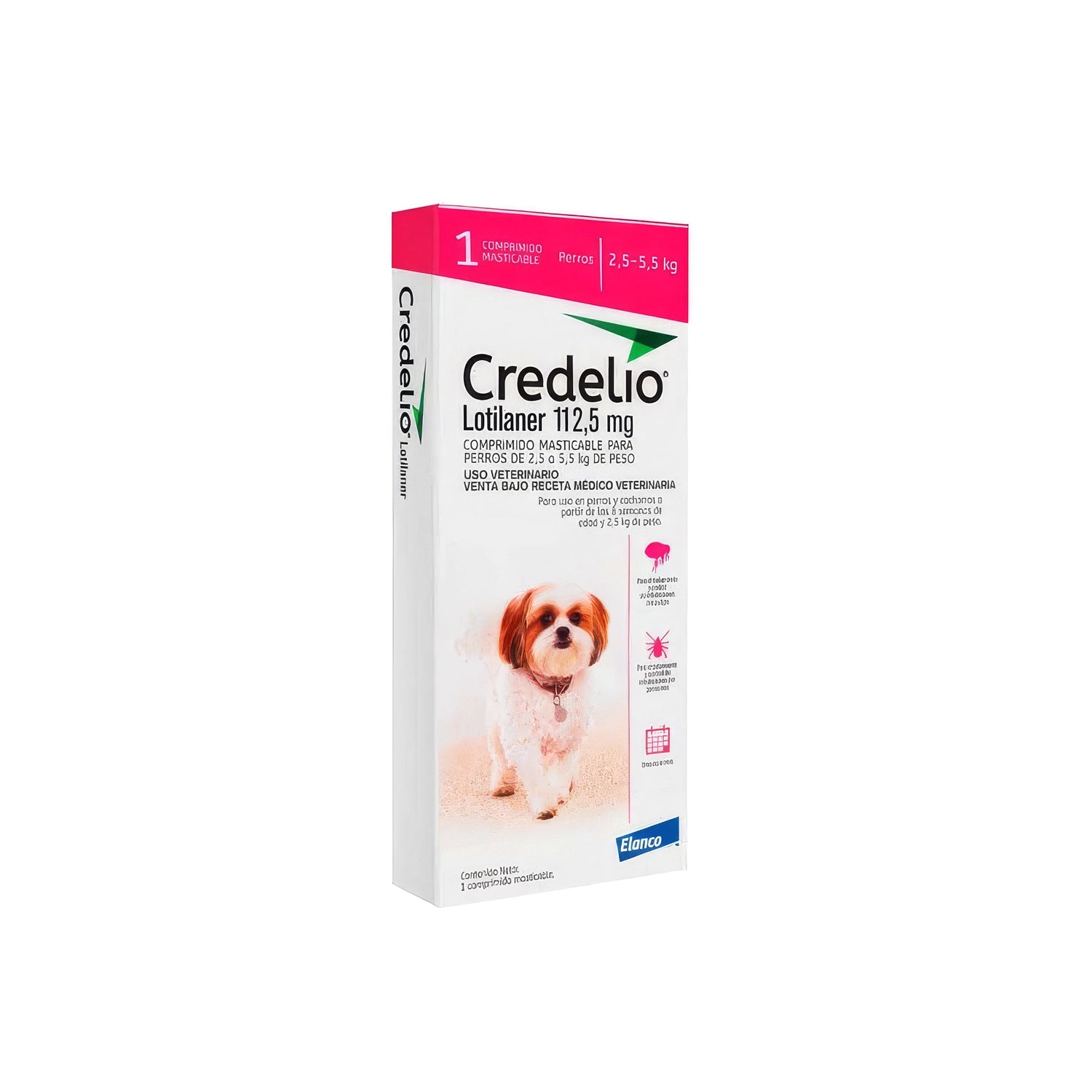 Credelio Antiparasitario Externo para Perros, comprimido masticable con lotilaner para perros de 2,5 a 5,5 kg de peso.