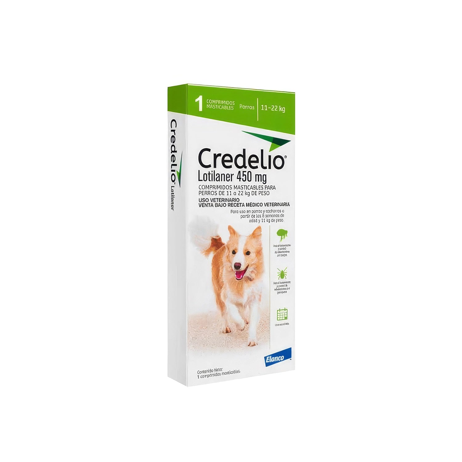 Credelio Antiparasitario Externo para Perros, comprimido masticable con lotilaner para perros de 11 a 22 kg de peso.