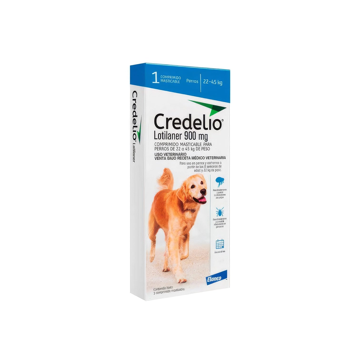 Credelio Antiparasitario Externo para Perros, comprimido masticable con lotilaner para perros de 22 a 45 kg de peso.