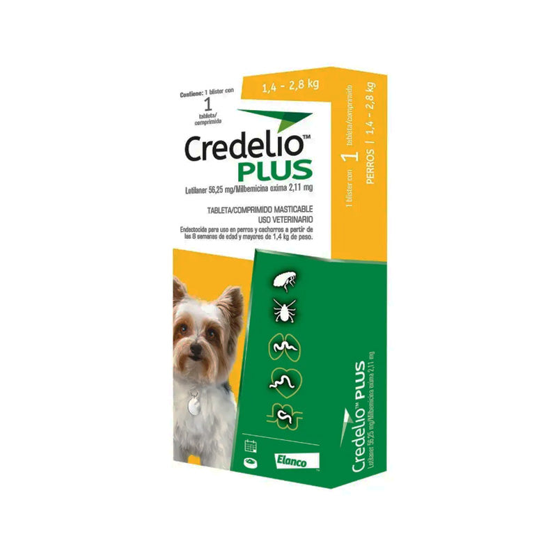 Credelio Plus Antiparasitario Externo para Perros 1,4 a 2,8 kg (1 comprimido)