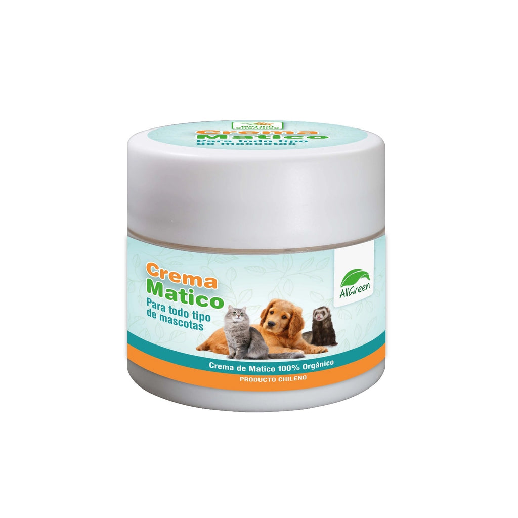 AllGreen Crema de Matico para Mascotas en envase blanco, crema orgánica para perros, gatos y hurones.