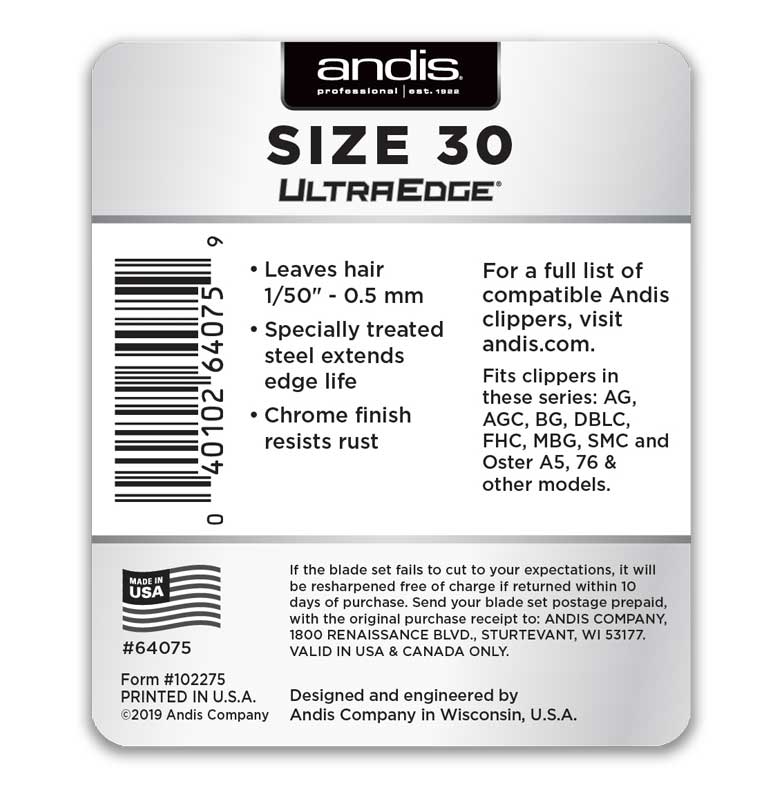 Cuchilla Desmontable Andis Ultraedge Tamaño 30