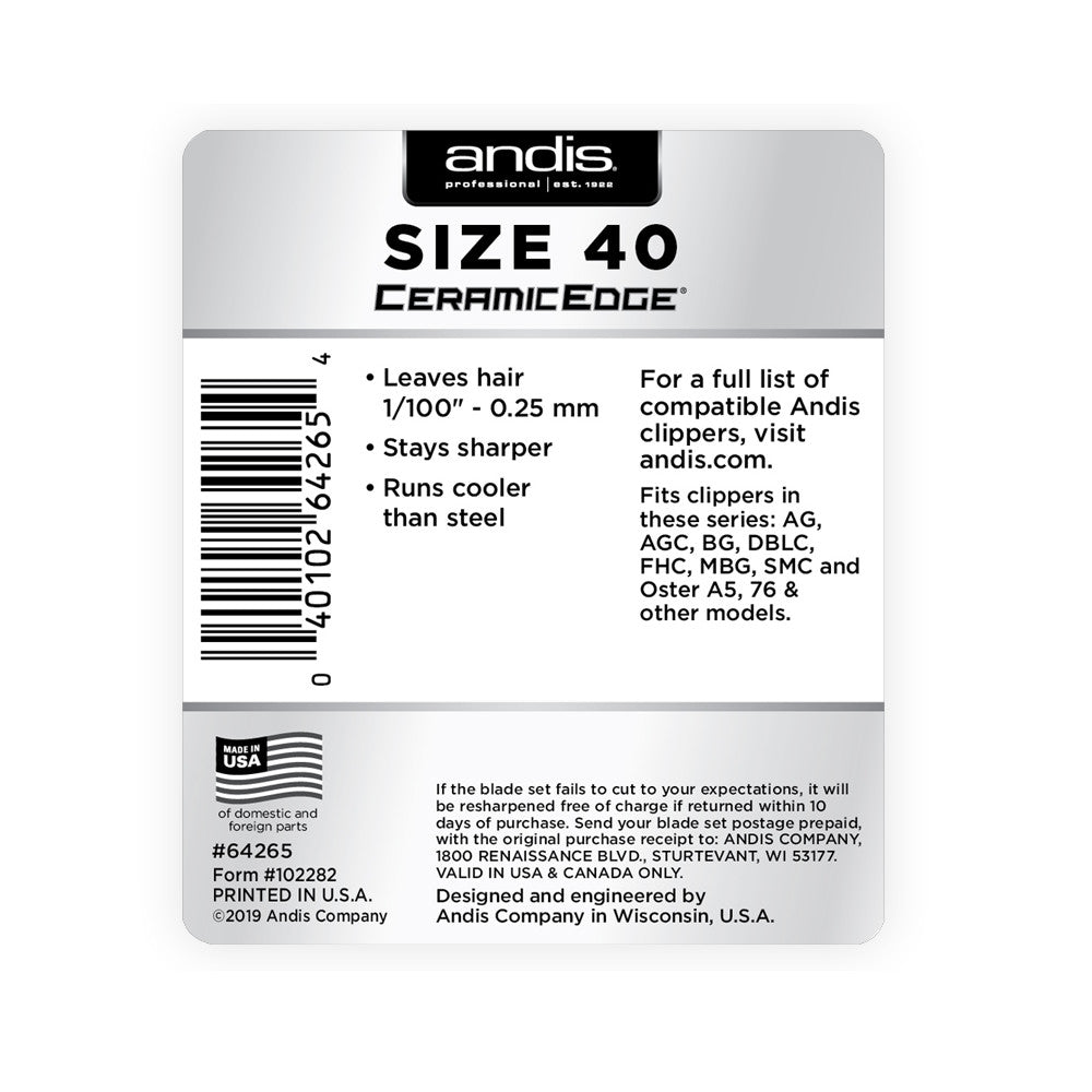 Cuchilla Desmontable Andis CeramicEdge Tamaño 40
