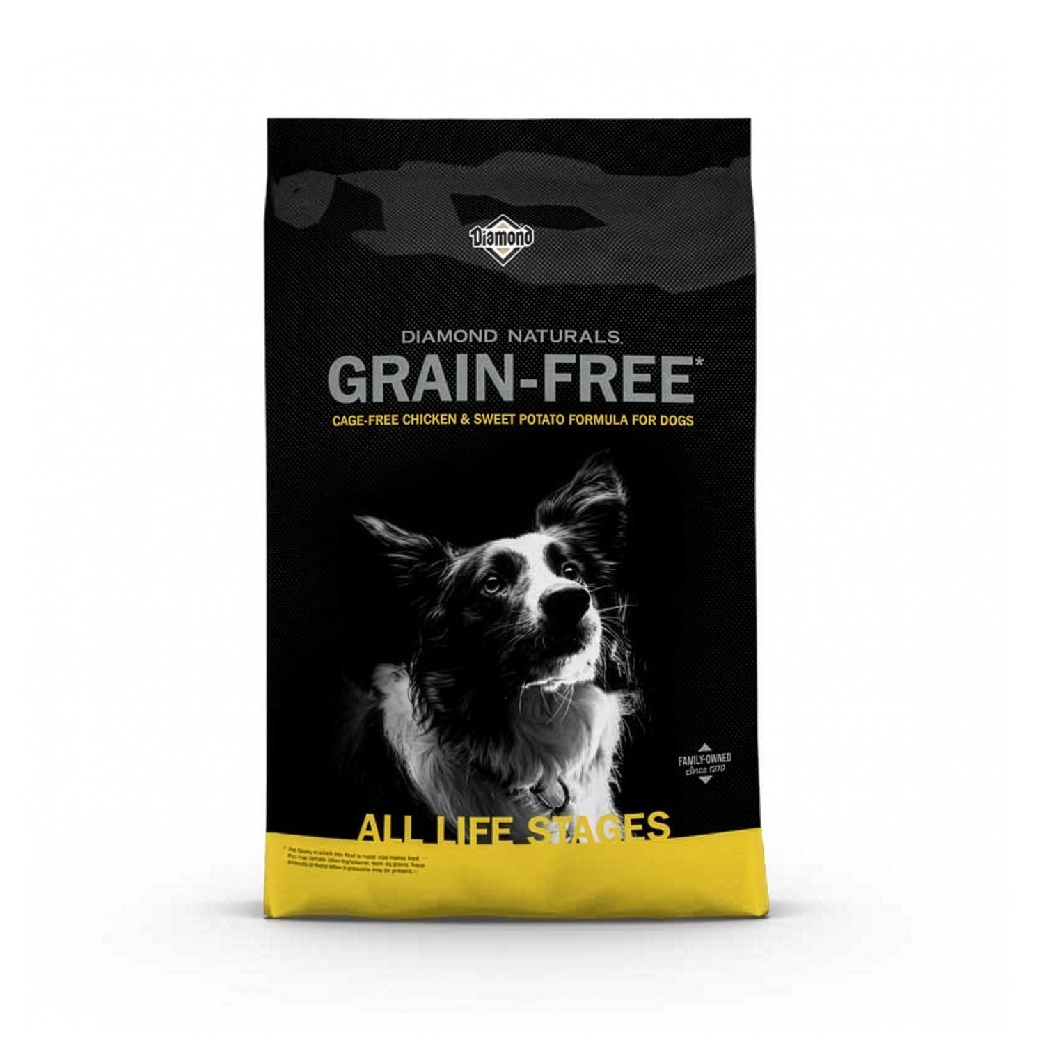 Diamond Naturals Grain-free Pollo y Papa Dulce para Perros en bolsa original, alimento seco sin granos con pollo y papa dulce.