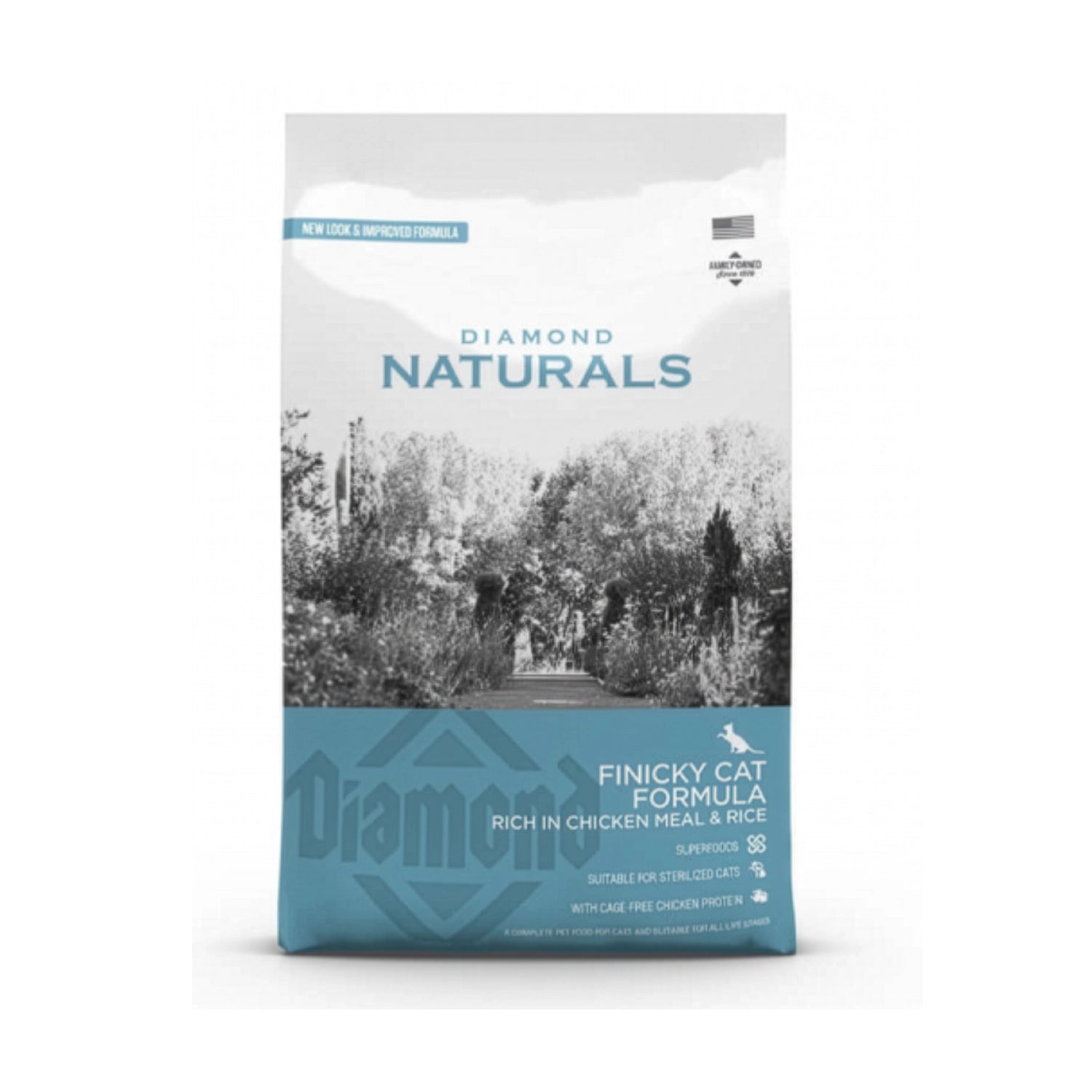 Diamond Naturals Pollo y Arroz para Gatos Exigentes en bolsa original, alimento seco con pollo y arroz para gatos adultos de paladar exigente.